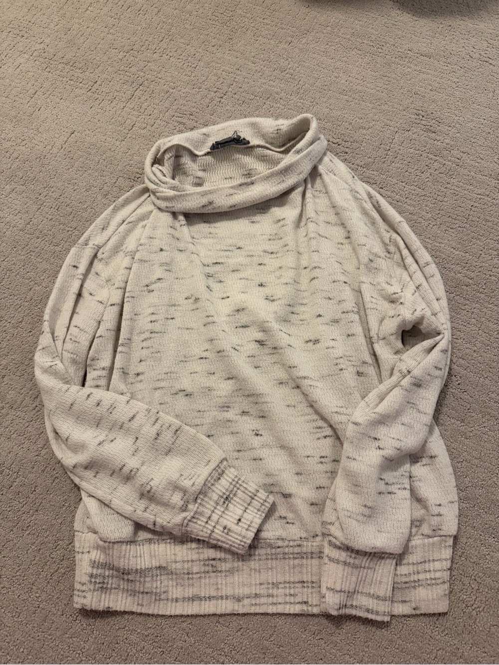 Anthropologie Cream Sweater with Subtle Gray Speckle